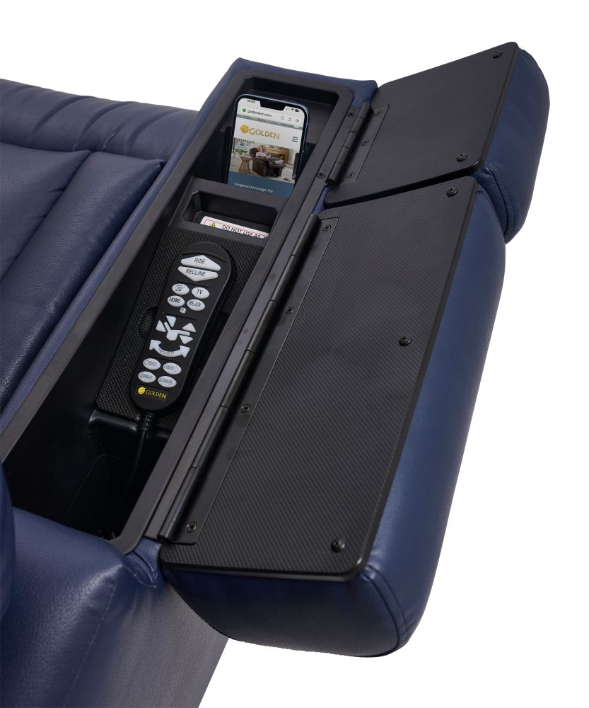 Right Arm Section Open Showing Remote Control